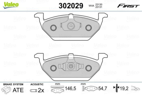 Kit pastiglie freno, Freno a disco FIRST ANTERIORI AUDI A1 ANNO 2010 AL 2022 CODICE 302029