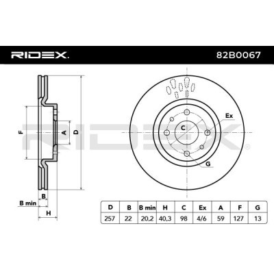 DISCO FRENO PER ABARTH / FIAT / LANCIA NUOVO COMMERCIALE CODICE 82B0067