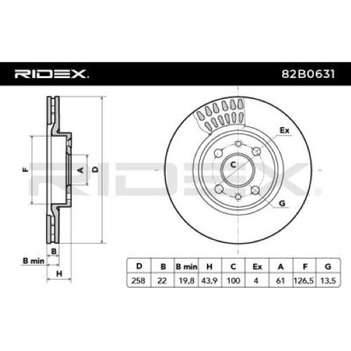 DISCO FRENO PER RENAULT CLIO / SMART A453 / VOLVO XC90 CODICE 82B0631