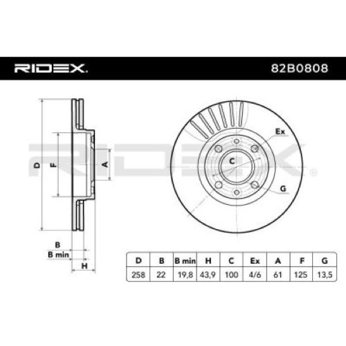 DISCO FRENO PER RENAULT CLIO IV / CAPTUR / ZOE CODICE 82B0808